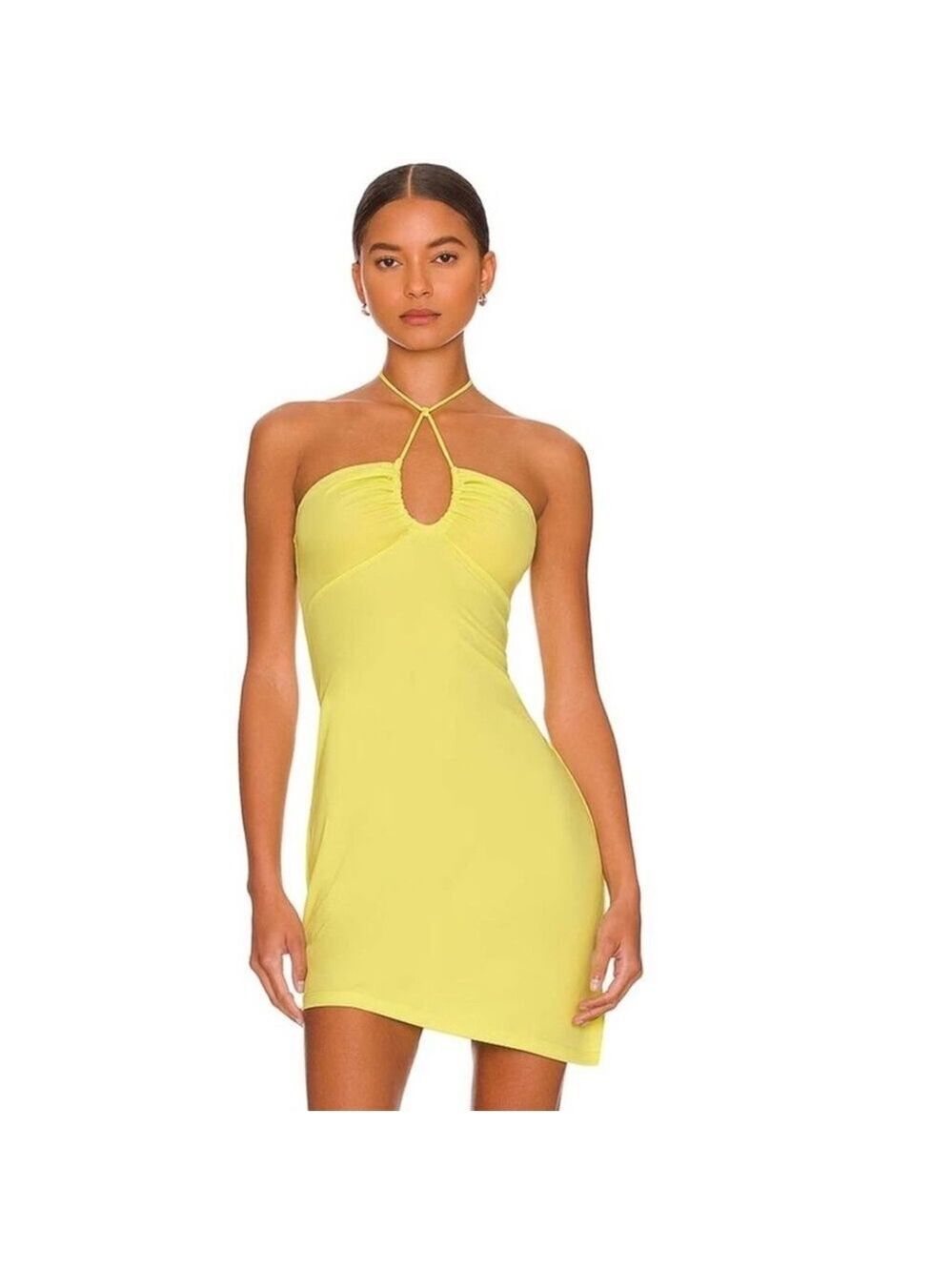 L'Academie Mira Mini Halter Neck Dress in Limelight